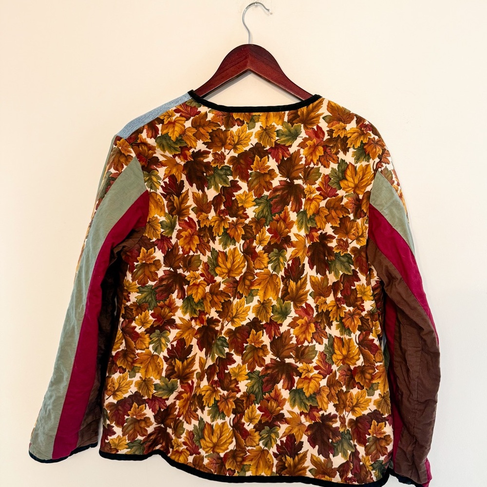 Reversible Patchwork Quilted Jacket Fall Colors +… - image 3
